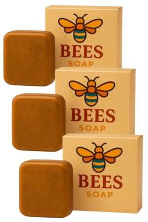 Bees Korean Bar Soap | ( PACK OF 3 )Coffee & Rice Powder | Handmade Goat Milk Soap for Tan Removal & Bright Skin (100g)