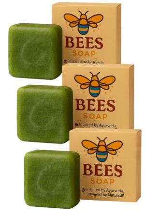 Bees Neem Bar Soap (100g, Pack of 3) | Natural Skin Brightening & Glowing Soap for Men & Women | Handmade Neem Soap for Acne, Pimples & Clear Skin