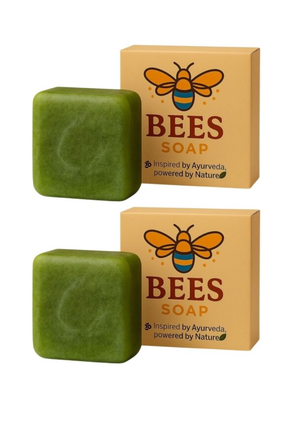 Bees Neem Bar Soap (100g, Pack of 2) | Natural Skin Brightening & Glowing Soap for Men & Women | Handmade Neem Soap for Acne, Pimples & Clear Skin
