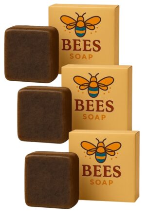 Bees Coffee Bar Soaps (300g, Pack of 3) | Natural Skin Brightening & Glowing Soap for Men & Women | Handmade Goat Milk Soap for Tan Removal & Deep Nourishment